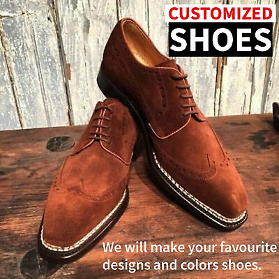 #ad Handmade Oxford Brown Shoes Men Suede Leather Shoes Dress Formal Classic Shoes GBP 153.99