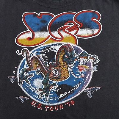 #ad Vintage 1978 Yes Tour Shirt Vintage Band Black T Shirt Family A044 $17.99