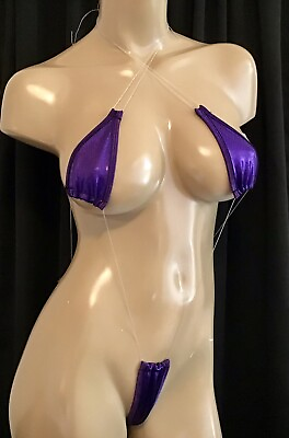 #ad Exotic Dancer Stripper Micro String Monokini Purple Hologram Free Ship Buy 2 $23.99