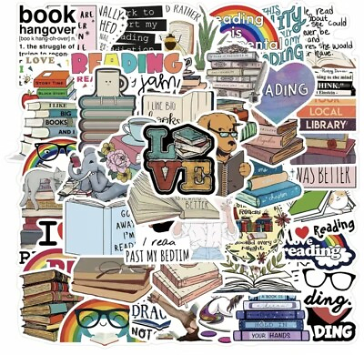 #ad 10pcs Book Lovers Vinyl Decal Stickers Scrapbooking Journaling Diary $2.99