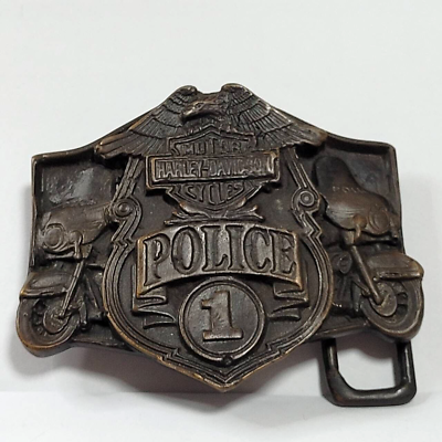 #ad Vintage Harley Davidson Belt Buckle On Patrol 1909 Police 1 Eagle Motorcycle USA $59.99