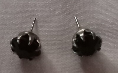 #ad Women#x27;s Stud Earrings Black Crystals Pierced Ears Stainless Steel Ships Free $19.99