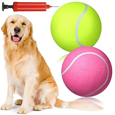 #ad Civaner 2 Pack Big Tennis Ball for Dogs 9.5 Inch Inflatable Giant Tennis Ball... $39.99