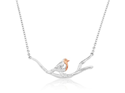 #ad STERLING SILVER ROBIN ON A BRANCH NECKLACE N226 GBP 52.00