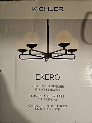 #ad Kichler Ekero 5 Light 25.5quot; Circle Chandelier Kitchen Matte Black Soft Modern $169.99