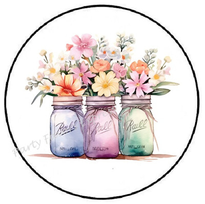 #ad EASTER MASON JARS SPRING FLOWERS ENVELOPE SEALS LABELS STICKERS PARTY FAVORS $3.79