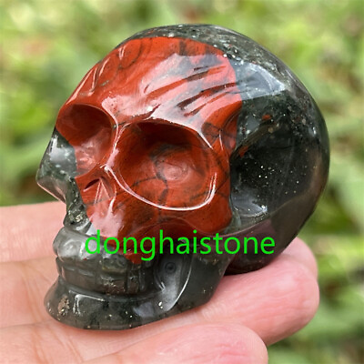 #ad 2quot; Natural Blood stone skull gift Quartz Carved Crystal Skull Reiki Healing 1pc $16.21