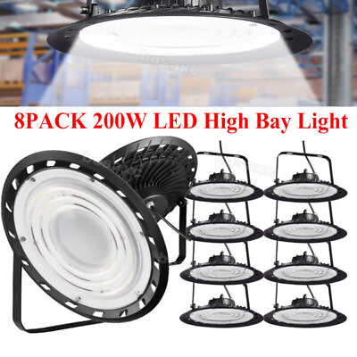 #ad 8 Pack 200W UFO Led High Bay Light Factory Warehouse Commercial Led Shop Lights $175.12