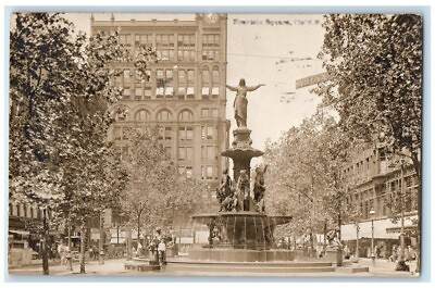 #ad 1913 Fountain Square City View Cincinnati Ohio OH RPPC Photo Posted Postcard $19.97