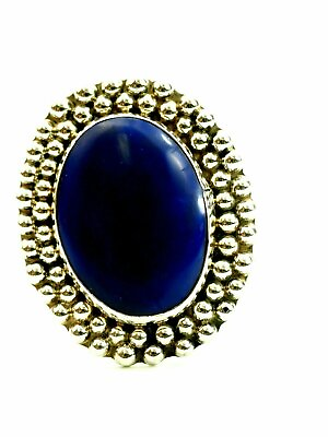 #ad LARGE Taxco Lapis Cabochon Ring Sterling Silver Size 9.5 $165.00