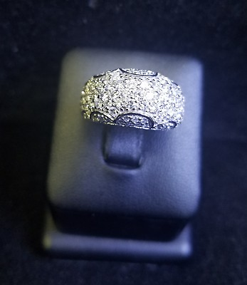 #ad 14K Ladies White Gold Diamond Wedding Band Engagement Ring pave Jewelry $3450.00