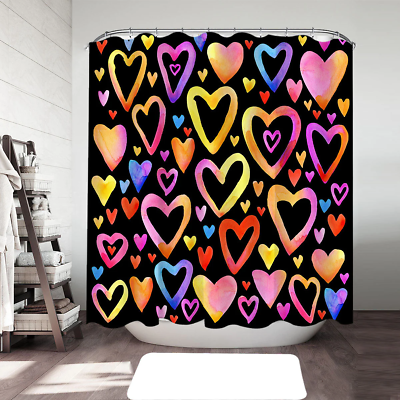 #ad Colorful Pastel Hearts Shower Curtain 72quot; x 72quot; $38.90