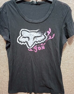 #ad Fox Women#x27;s Extra Large Short Sleeve T shirt Graphic Design Black Pre owned. T45 $14.50