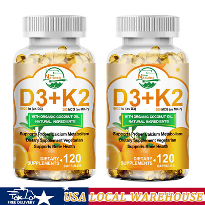 #ad 2Packs Vitamin K2 with D3 Supplement For Heart Support and Bone Health Capsules $22.43