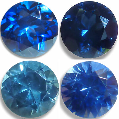 #ad Natural Sapphire Blue Round Brilliant Faceted Loose Gemstones Fine Cut AA $60.95