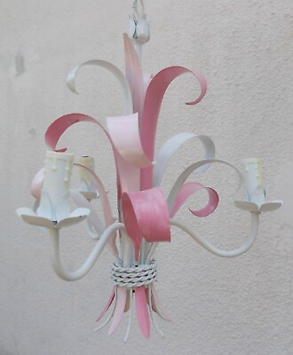 #ad #ad Chandelier Metal Flowers Leaves Shabby Chic $39.84