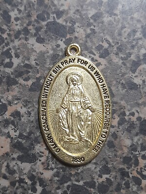 #ad Blessed Virgin Mary Miraculous Gold Toned Medal $10.00