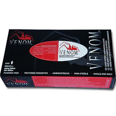 #ad 2102050100200 Venom Tattoo Disposable Nitrile Powder Latex Free Black Glove $5.99