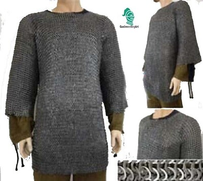 #ad #ad Chain mail 9 mm wedge riveted With Warser Half size Sleeve Shirt $241.80