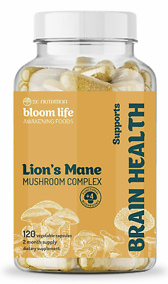 #ad Bloom Life Lions Mane Supplement Brain Fog Focus Memory 1000mg 120 $27.99