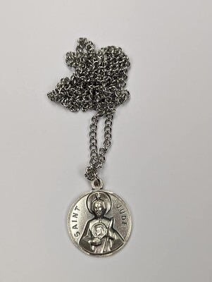 #ad Saint Jude Medal on a 30quot; STAINLESS STEEL CHAIN Patron Saint of Lost Causes $28.40