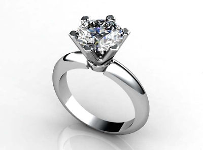 #ad 8MM White Round Moissanite Engagement 14K White Gold V Prong Solitaire Ring $214.65