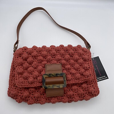 #ad Purse Festival Baguette Bag Natural Crochet No Boundaries Shoulder Lined $14.99