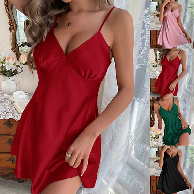 #ad Womens Sexy Lace Slip Nightdress Babydoll Lingerie Sleepwear Nightwear Pyjamas $13.01