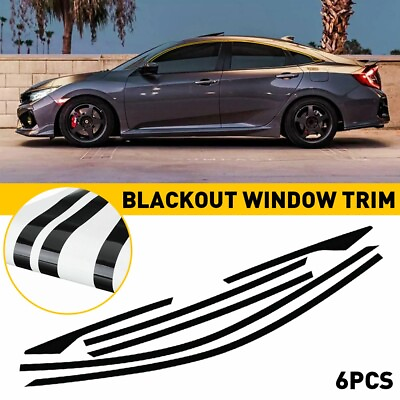 #ad For 2016 2021 Honda Civic Sedan Chrome Delete Blackout Window Trim matte Black $10.99