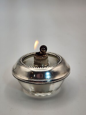 #ad VTG Frank M Whiting Sterling Glass HyGlo Table Top Cigarette Cigar Lighter USA $45.00