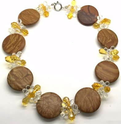 #ad Sterling Silver 925 Handcrafted Beaded Citrine Quartz Chunky Statement Necklace $79.60