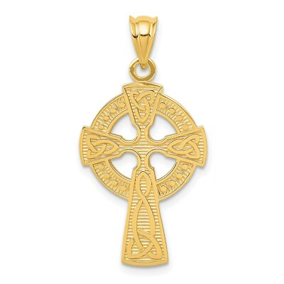 #ad Real 14kt Yellow Gold Celtic Cross Pendant $216.29