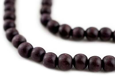 #ad Plum Purple Round Natural Wood Beads 8mm Large Hole 16 Inch Strand $1.49