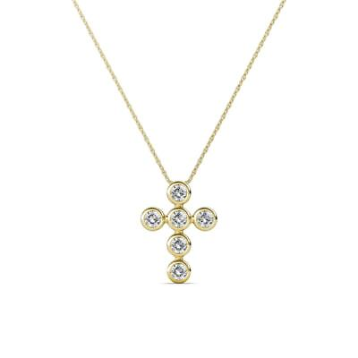 #ad Petite Round Diamond Cross Pendant 1 10 ctw 14K Gold 18quot; JP:166684 $227.05