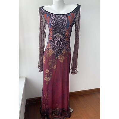 #ad Women#x27;s vintage floral mesh patchwork dress boho dress Vintage Dress hippie GBP 78.00