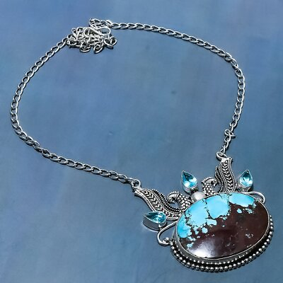 #ad Tibetan Turquoise Topaz Ethnic 925 Sterling Silver Jewelry Necklace 18quot; f710 $13.99