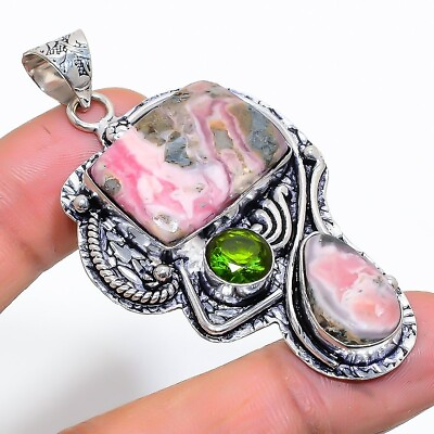 #ad Rhodochrosite Gemstone Handmade 925 Sterling Silver Jewelry Pendant Sz 2.2quot; $9.99
