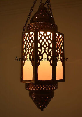 #ad Handcrafted 18quot; height Moroccan Brass Ceiling light Fixture Hanging Lantern Lamp $189.31