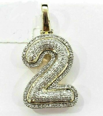 #ad 2Ct Round Cut Simulated Diamond Letter Initial Charm Pendant Yellow Gold Plated $190.77