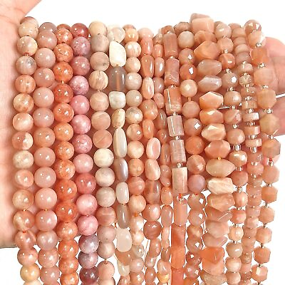 #ad Natural Sunstone Irregular Faceted Round Loose Sun Beads for Jewelry Making DIY $3.89