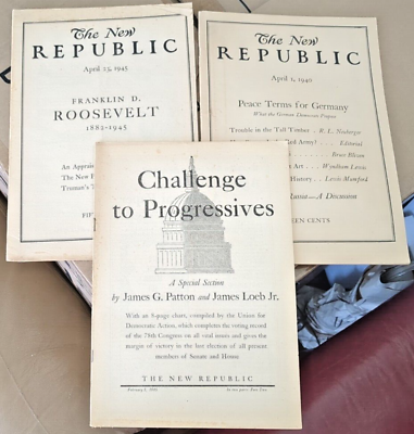 #ad 3 The New Republic 2 5 amp; 1 23 1945 Franklin D. Roosevelt amp; 1940 Peace Terms $25.00