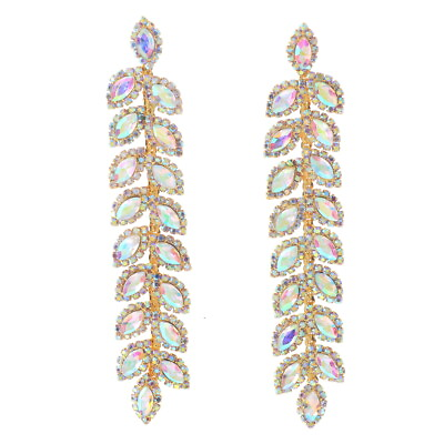#ad Gold Tone Large Crystal Rhinestone Chandelier Post Earrings ESE2466 GAB $21.99