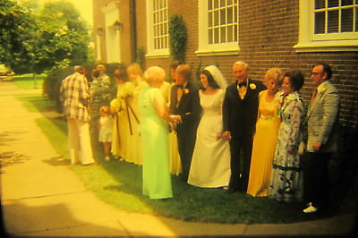 #ad Vtg 35mm 1974 Color Photo Slide Wedding Dress Groom Bride Reception Line style 2 $4.70