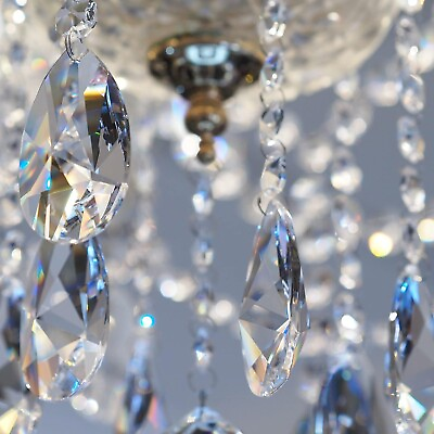 #ad Pack Of 24 Teardrop Chandelier Prisms Candle Chandelier Crystal Pendants Glass $15.21