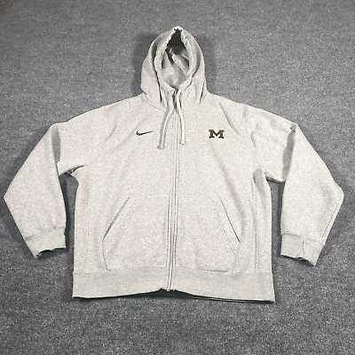 #ad Michigan Wolverines Mens Large Full Zip Gray Nike Hoodie Embroidered DJ8409 $32.00