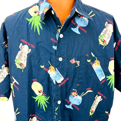#ad Hawaiian Aloha XL Shirt Cocktail Drinks Tiki Sunrise Jungle Rain Paradise Pina $29.59