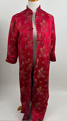 #ad Vintage SHANGHAI CHINA RED ROBE COAT DUSTER Size S $25.00