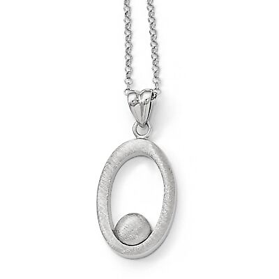#ad Sterling Silver Polished amp; Scratch Finish Necklace 1.5In Ext 27 mm x 18 mm $51.99