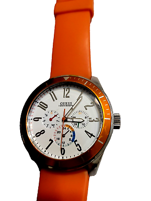 #ad GUESS Watch Women#x27;s Multifunction Orange Silicone Band $35.00