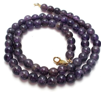 #ad Vintage Amethyst Bead Necklace 14K Gold Filled G.F. 15.5quot; Long Purple Gemstones $89.00